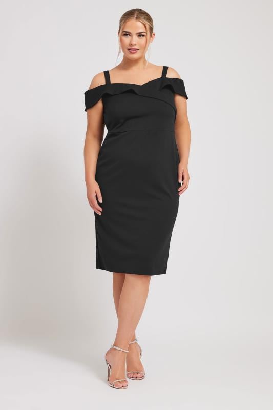 YOURS LONDON Plus Size Black Bardot Dress | Yours Clothing 3