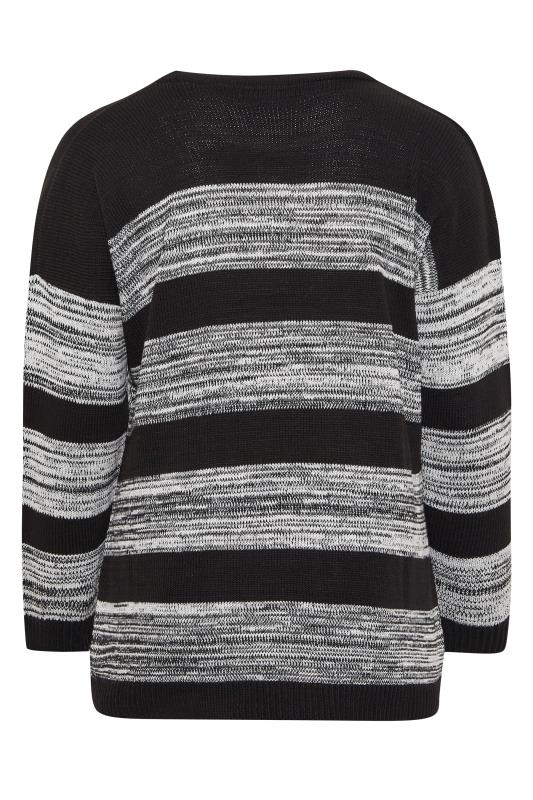 Plus Size Black Distressed Stripe Oversized Jumper | Yours Clothing 7