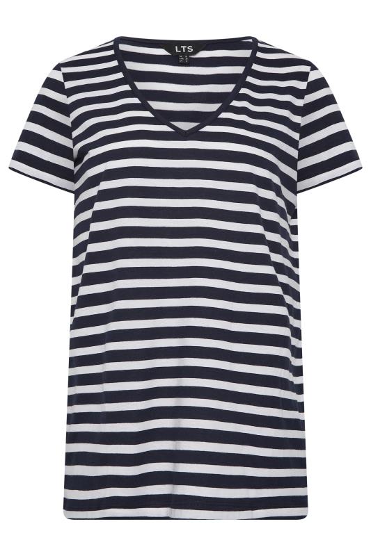 LTS Tall Women's Navy Blue Stripe V-Neck T-Shirt | Long Tall Sally 6