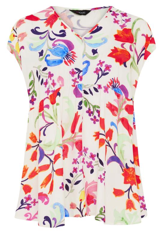 YOURS Curve White Floral Print Tunic Top | Yours Clothing 5