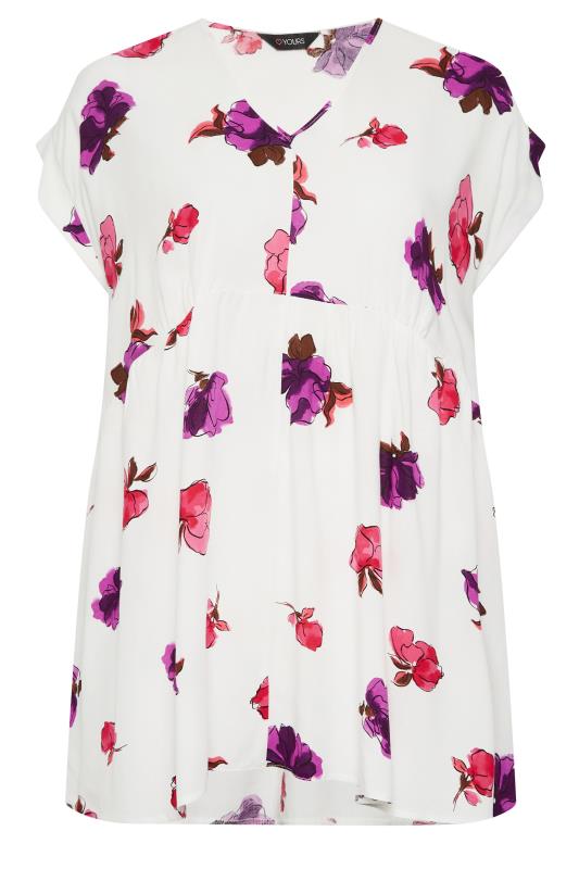 YOURS Plus Size White Floral Print Peplum Blouse | Yours Clothing 6