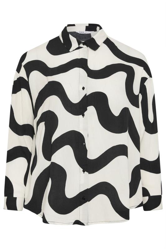 YOURS Plus Size White Abstract Print Crinkle Beach Shirt | Yours Clothing 7