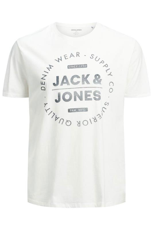 JACK & JONES White Logo Printed T-Shirt | BadRhino