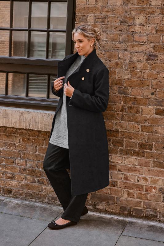  YOURS Curve Black Belted Maxi Coat