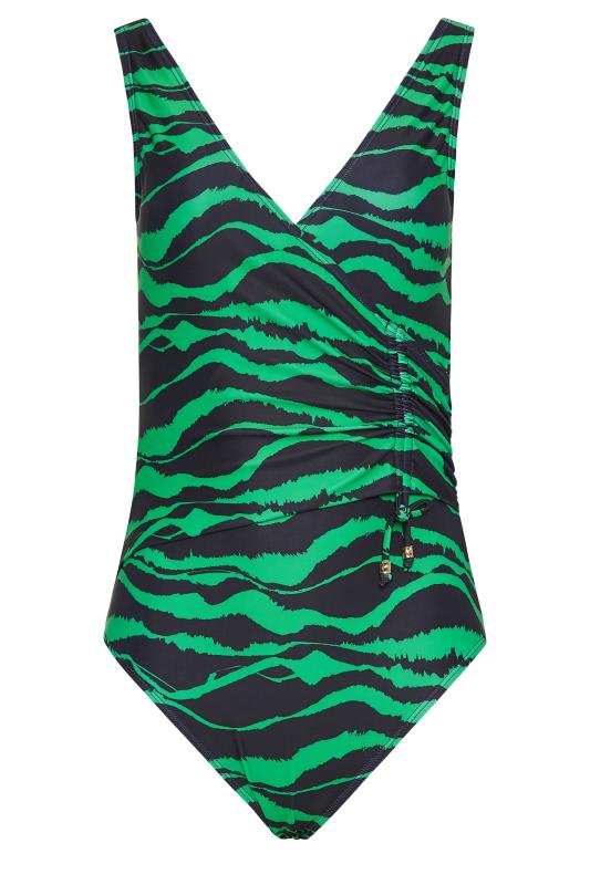 LTS Tall Women's Green Animal Print Ruched Side Swimsuit | Long Tall Sally 6