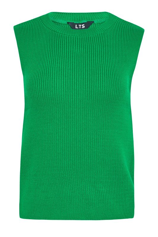 LTS Tall Bright Green Ribbed Knitted Cropped Vest Top_X.jpg