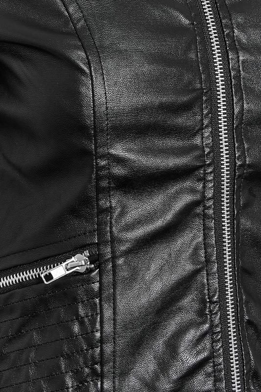 Petite Black Collarless Faux Leather Jacket | PixieGirl 5