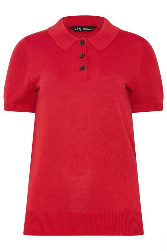 LTS Tall Women's Red Knitted Polo Top | Long Tall Sally 6