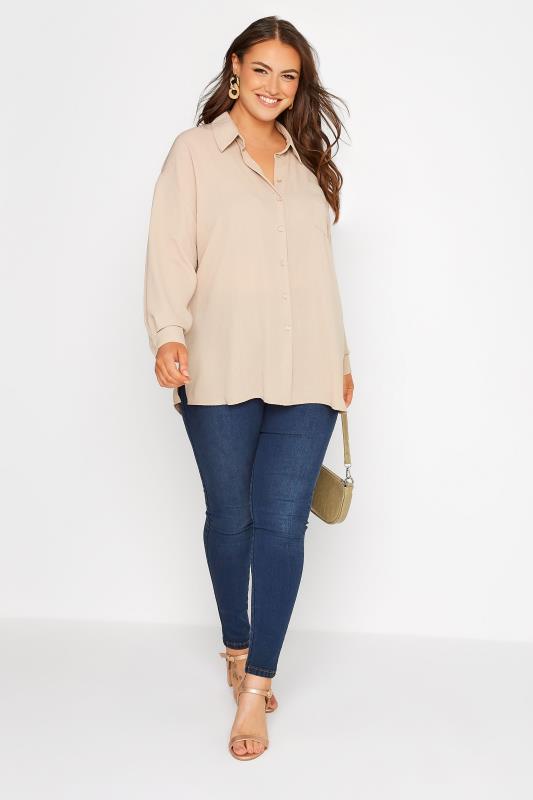 YOURS LONDON Curve Beige Brown Oversized Shirt 2
