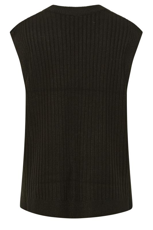 YOURS Plus Size Black Side Split Knitted Vest Top | Yours Clothing 7