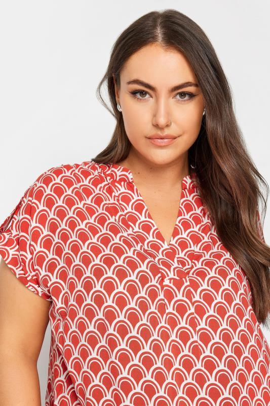 YOURS Plus Size Red Geometric Print Blouse | Yours Clothing 4