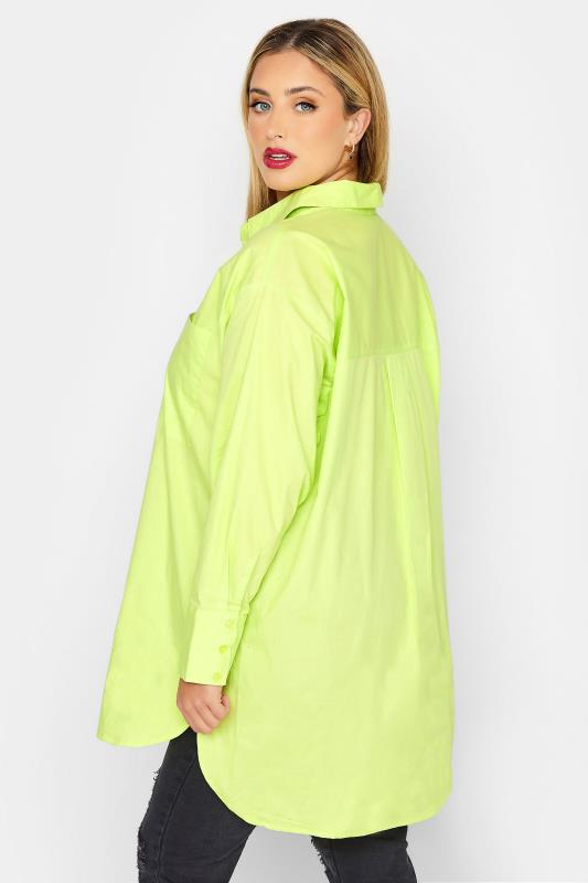 LIMITED COLLECTION Plus Size Lime Green Oversized Boyfriend Shirt | Yours Clothing  3