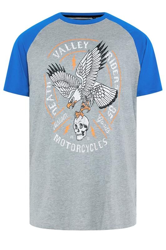 KAM Big & Tall Grey Raglan Graphic Print T-Shirt | BadRhino 1