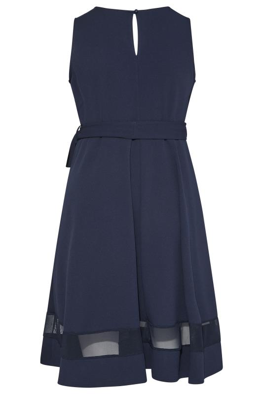 YOURS LONDON Navy Blue Mesh Panel Skater Dress | Yours Clothing 7