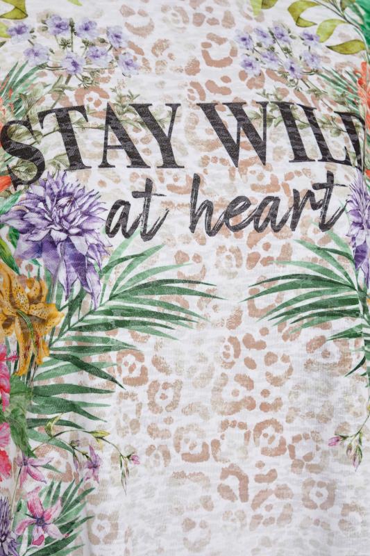 Curve White 'Stay Wild At Heart' Floral Printed Slogan T-Shirt 5