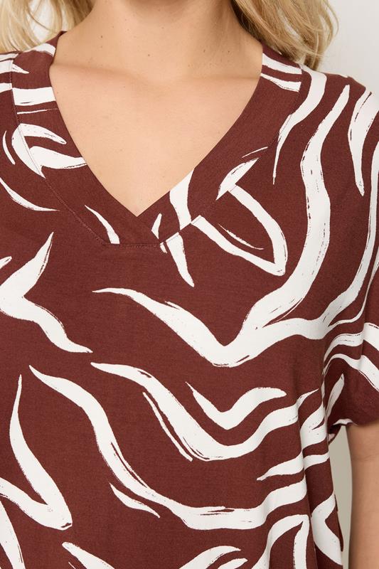 YOURS Plus Size Brown Abstract Print T-Shirt | Yours Clothing 4
