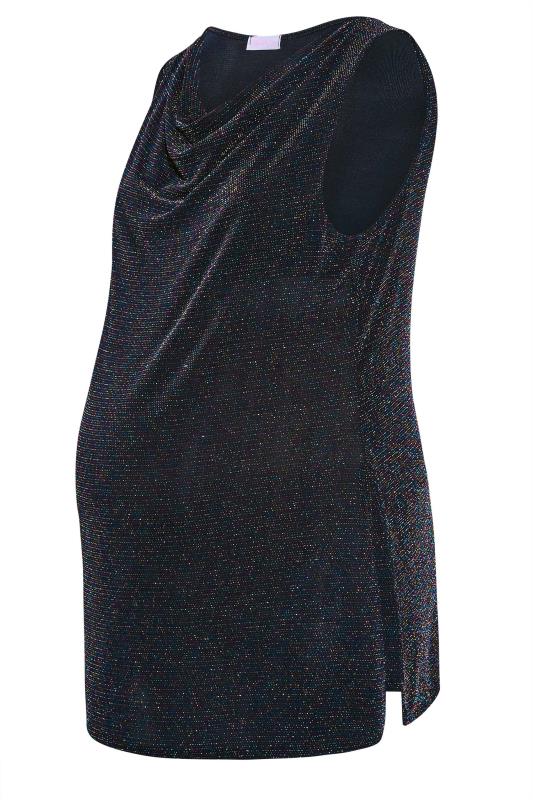 BUMP IT UP MATERNITY Curve Black Glitter Cowl Neck Top | Yours Clothing 7