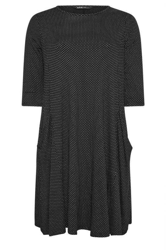 YOURS Plus Size Black Polka Dot Pocket Dress 5