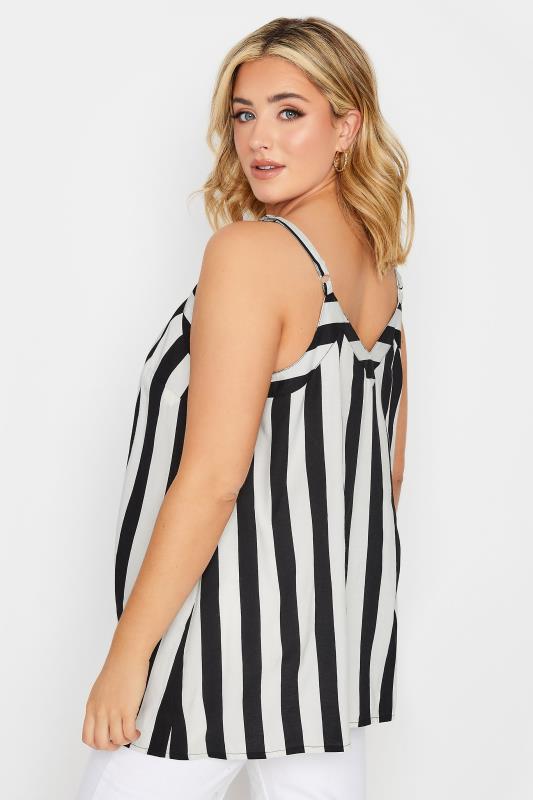 YOURS Curve Plus Size White Stripe Button Through Cami Top | Yours Clothing  3