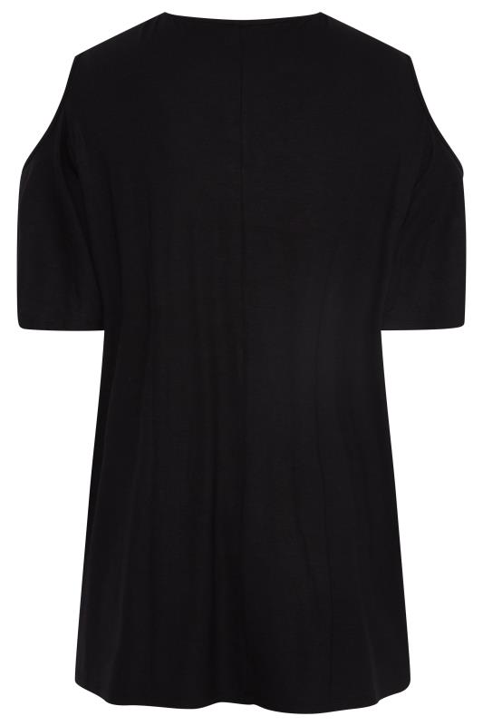 Plus Size Black Zip Neck Cold Shoulder Top | Yours Clothing  7