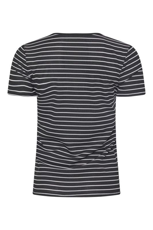 Petite Black Stripe Print Button Down T-Shirt | PixieGirl 7