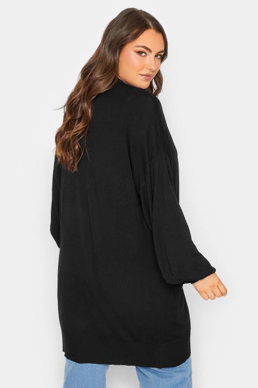 Plus Size Curve Black Balloon Sleeve Fine Knit Cardigan | Yours Clothing 4