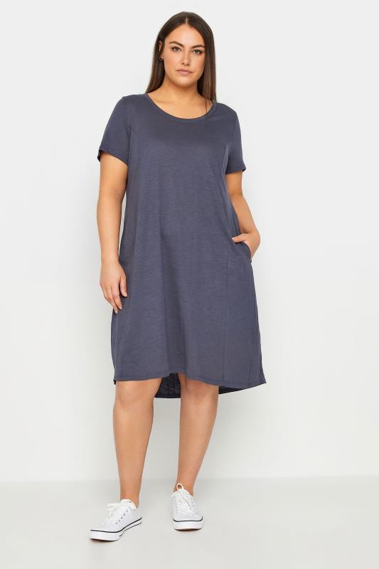 Plus Size  Evans Grey Pocket T-Shirt Dress