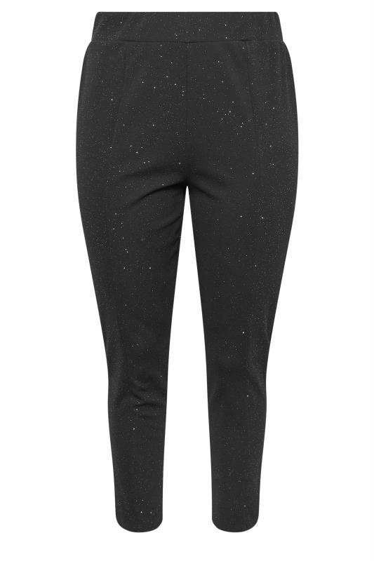 YOURS Plus Size Glitter Tapered Trousers | Yours Clothing 4