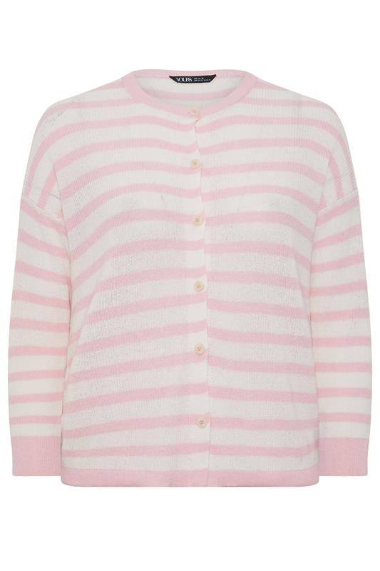 YOURS Plus Size Pink Stripe Knitted Cardigan | Yours Clothing 5