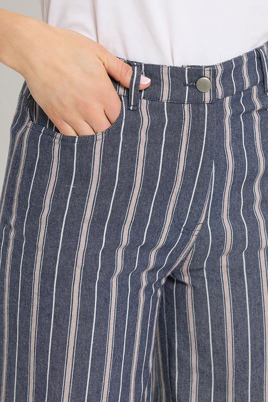 LTS Tall Women's Denim Blue Stripe Cotton Wide Leg Jeans | Long Tall Sally 5