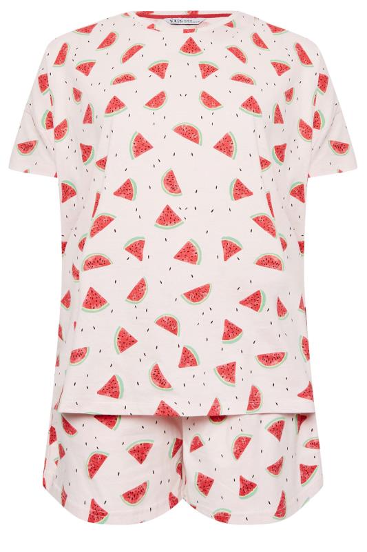 YOURS Curve Plus Size Pink Watermelon Pyjama Shorts | Yours Clothing  5