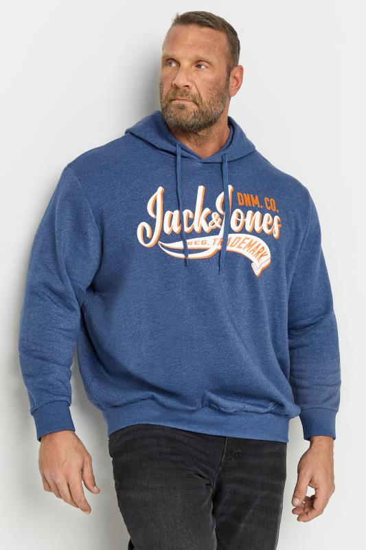  JACK & JONES Big & Tall Blue 'Trademark' Logo Sweat Hoodie