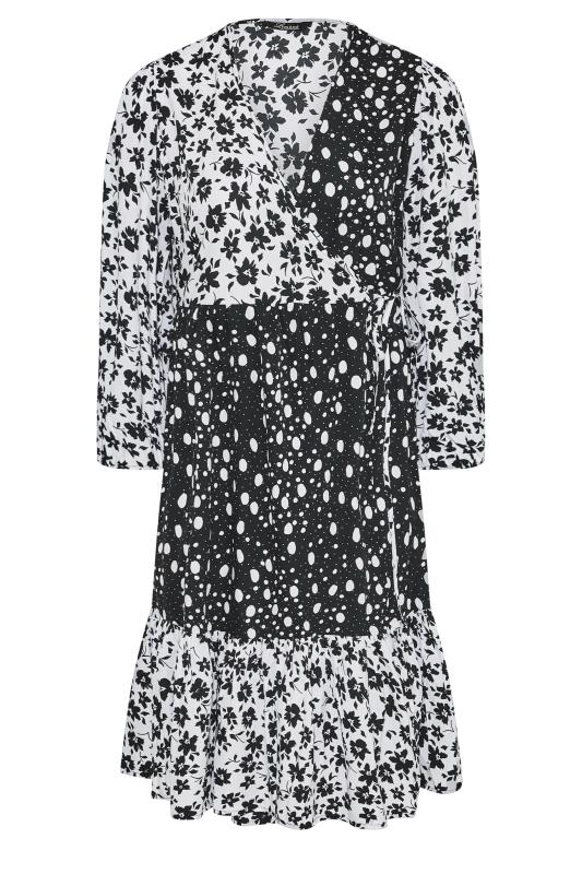 LIMITED COLLECTION Curve Black & White Floral Wrap Dress 6