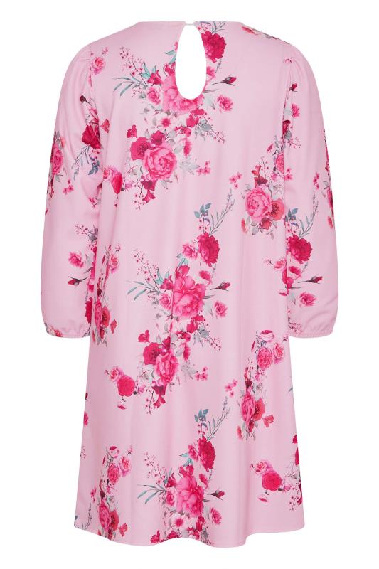 YOURS LONDON Plus Size Pink Floral Shift Dress | Yours Clothing 7