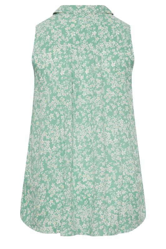 YOURS Plus Size Sage Green Ditsy Floral Print Blouse | Yours Clothing 7