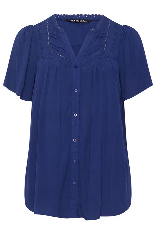 YOURS Plus Size Navy Blue Button Through Blouse | Yours Clothing 5