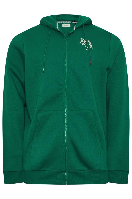 BLEND Big & Tall Forest Green Zip Through Hooded Sweatshirt | BadRhino 3