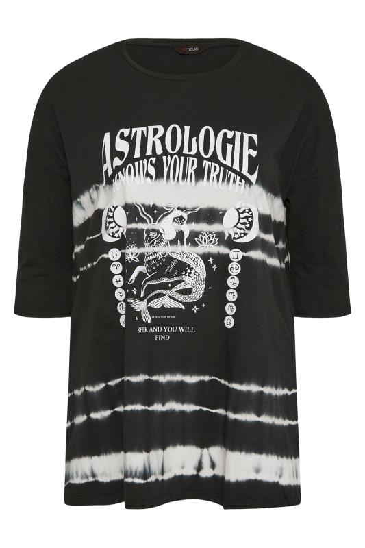 Curve Black Tie Dye 'Astrologie' Slogan Graphic T-Shirt 6