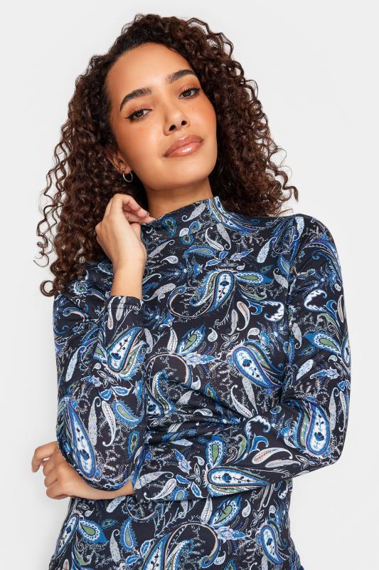 M&Co Black & Blue Paisley Print Turtle Neck Long Sleeve Top | M&Co 4