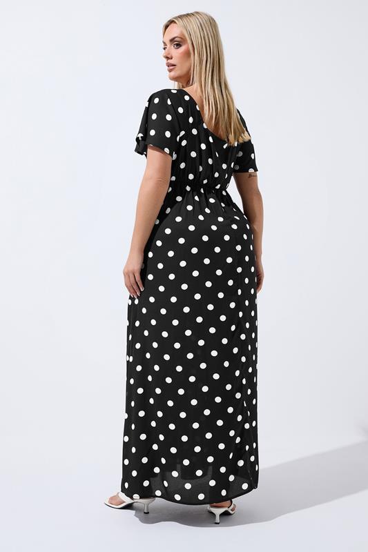 LIMITED COLLECTION Plus Size Black Polka Dot Lace Trim Maxi Dress | Yours Clothing 2