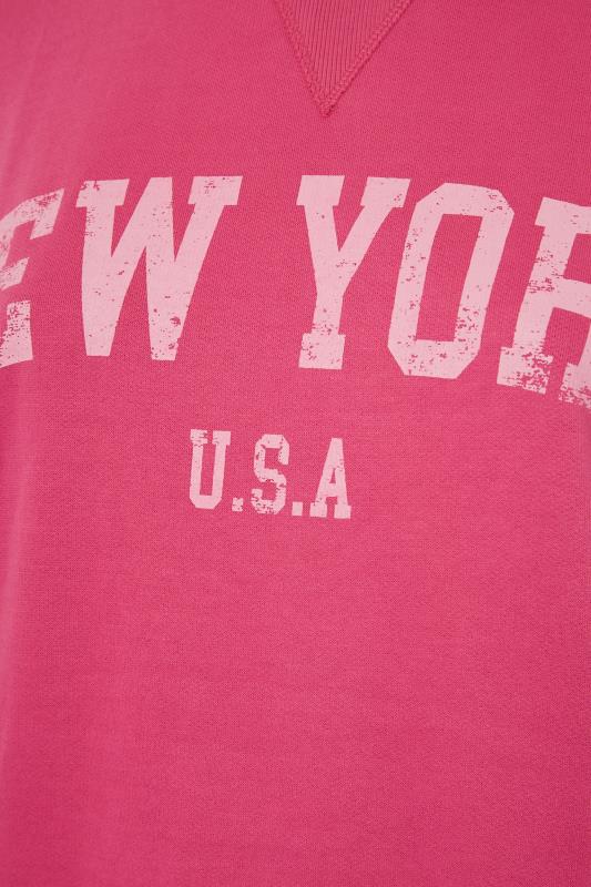 Curve Hot Pink 'New York' Slogan Sweatshirt 5