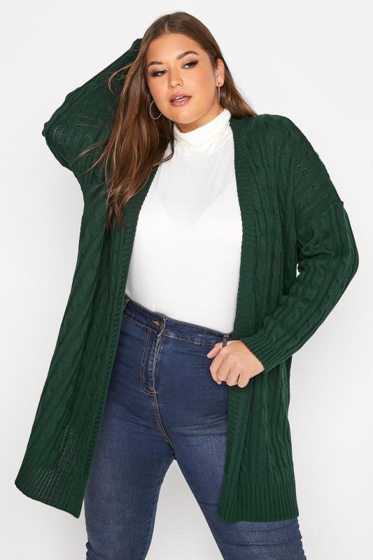 Forest Green Cable Knitted Cardigan_A.jpg