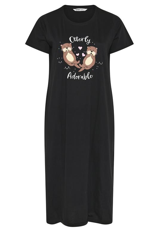 YOURS Plus Size Black 'Otterly Adorable' Midaxi Nightdress | Yours Clothing 5