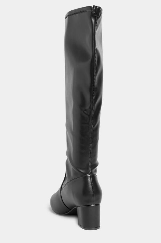 LIMITED COLLECTION Black Stretch Heeled Knee High Boots In Extra Wide EEE Fit 4
