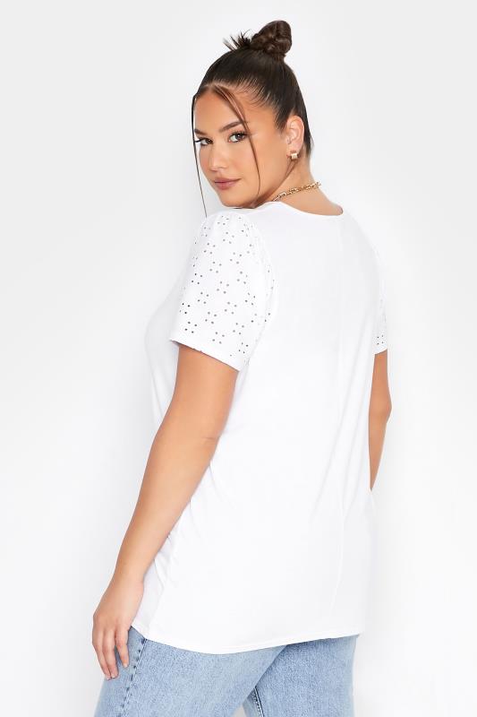 LIMITED COLLECTION Curve White Broderie Anglaise Sleeve T-Shirt_D.jpg