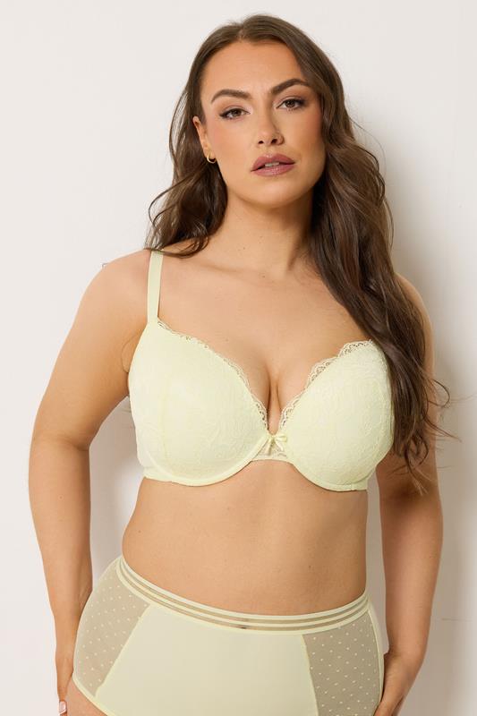 YOURSET 2 PACK Plus Size Yellow Lace T-Shirt Bras | Yours Clothing 2