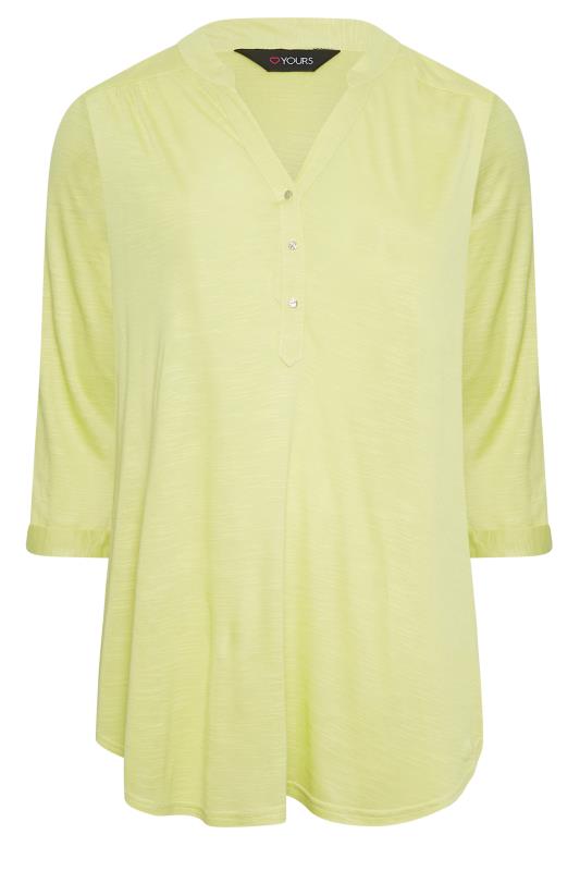 YOURS Plus Size Lime Green Half Placket Blouse | Yours Clothing  6