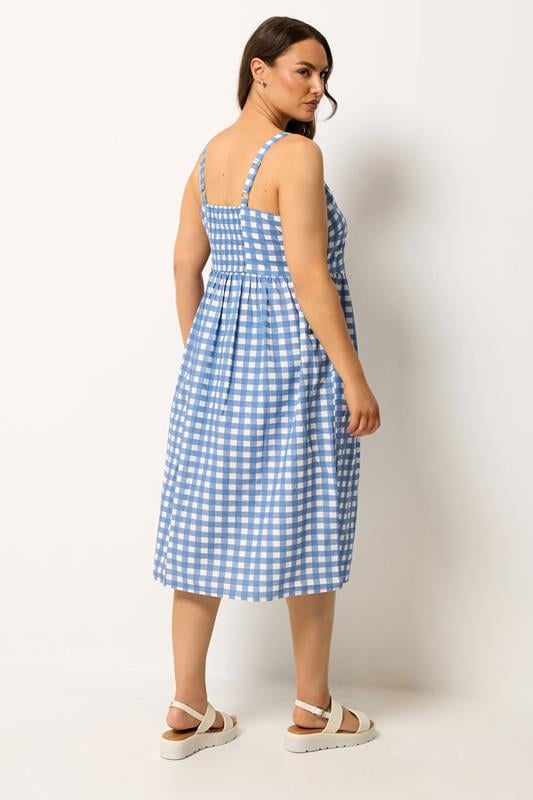 YOURS Plus Size Blue Gingham Linen Dress | Yours Clothing 2
