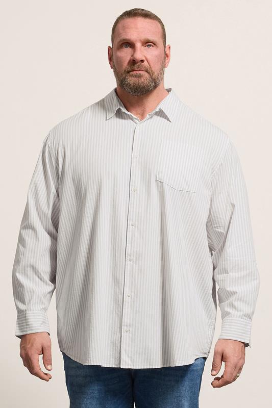  JACK & JONES Big & Tall Chemise en popeline rayée blanche et verte