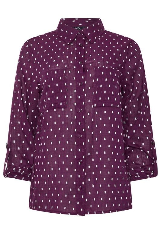 M&Co Women's Berry Purple Long Sleeve Dobby Shirt | M&Co 5